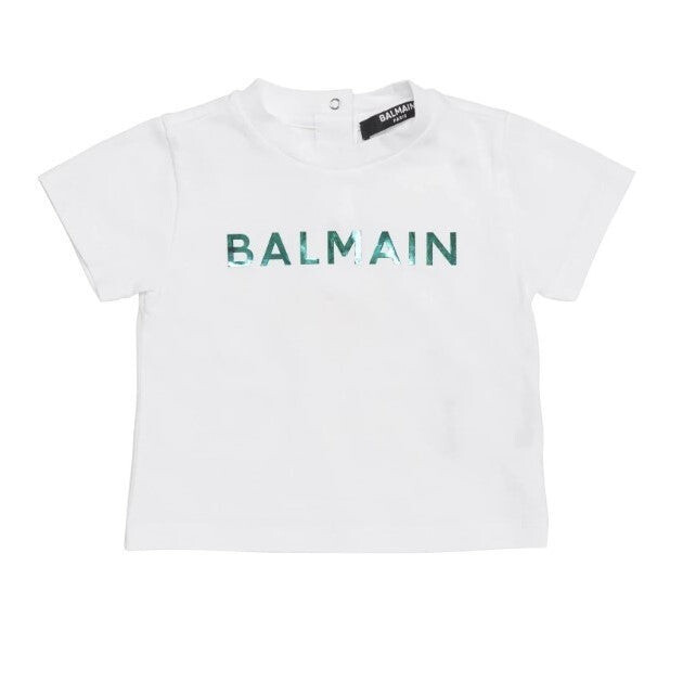 

Белая футболка с прорезиненным логотипом Balmain, белый