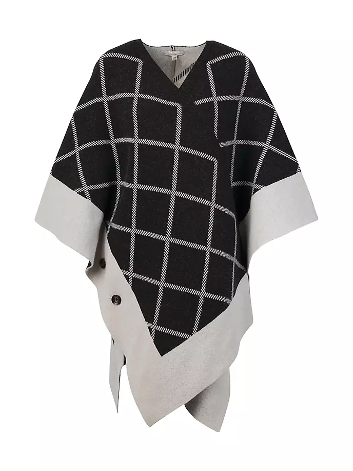 

Кейп из смесовой шерсти в клетку Cosmia Windowpane Barbour, черный