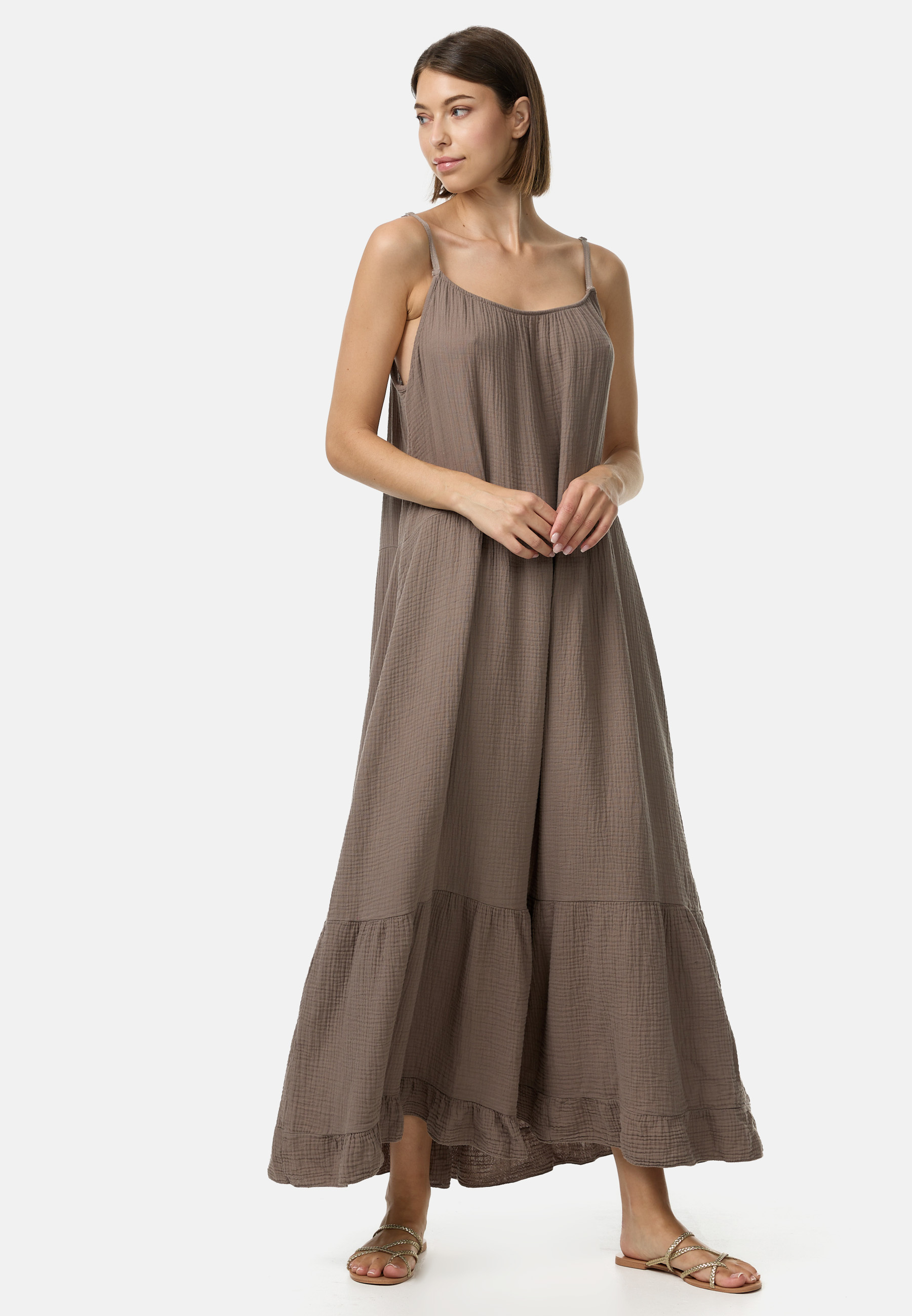 Платье PM SELECTED Musselin Maxi, серо-коричневый