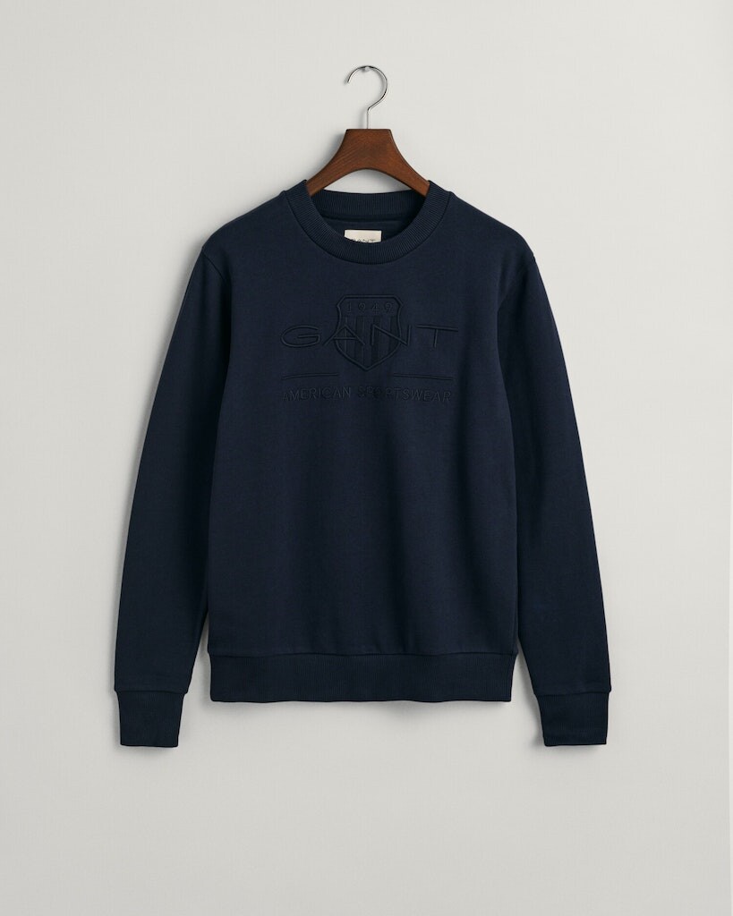 

Пуловер Gant Tonal Shield Rundhals Sweatshirt, синий