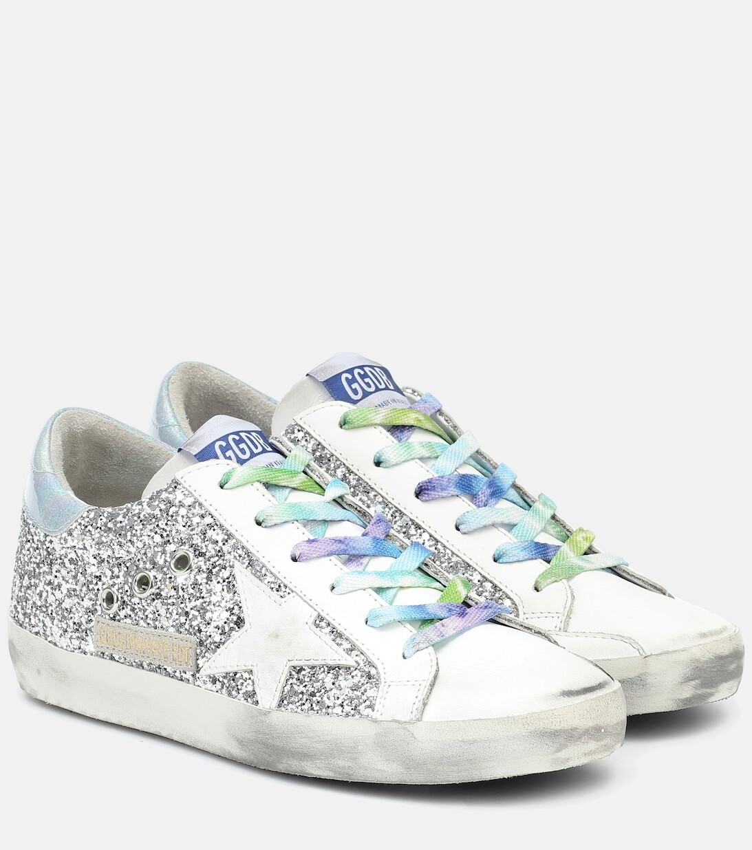 

Кеды Super-Star из кожи с декором Golden Goose, серебряный