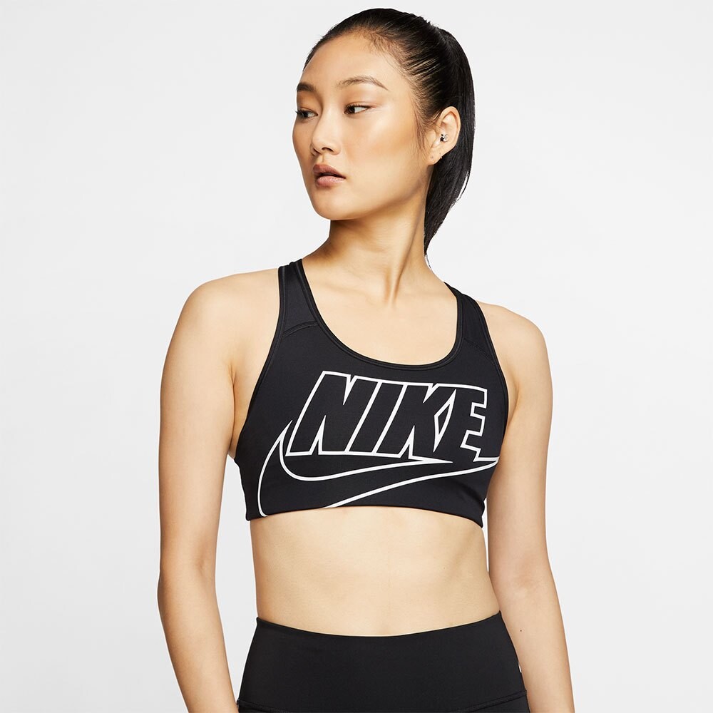 

Спортивный бюстгальтер Nike Swoosh Futura Medium Support, черный