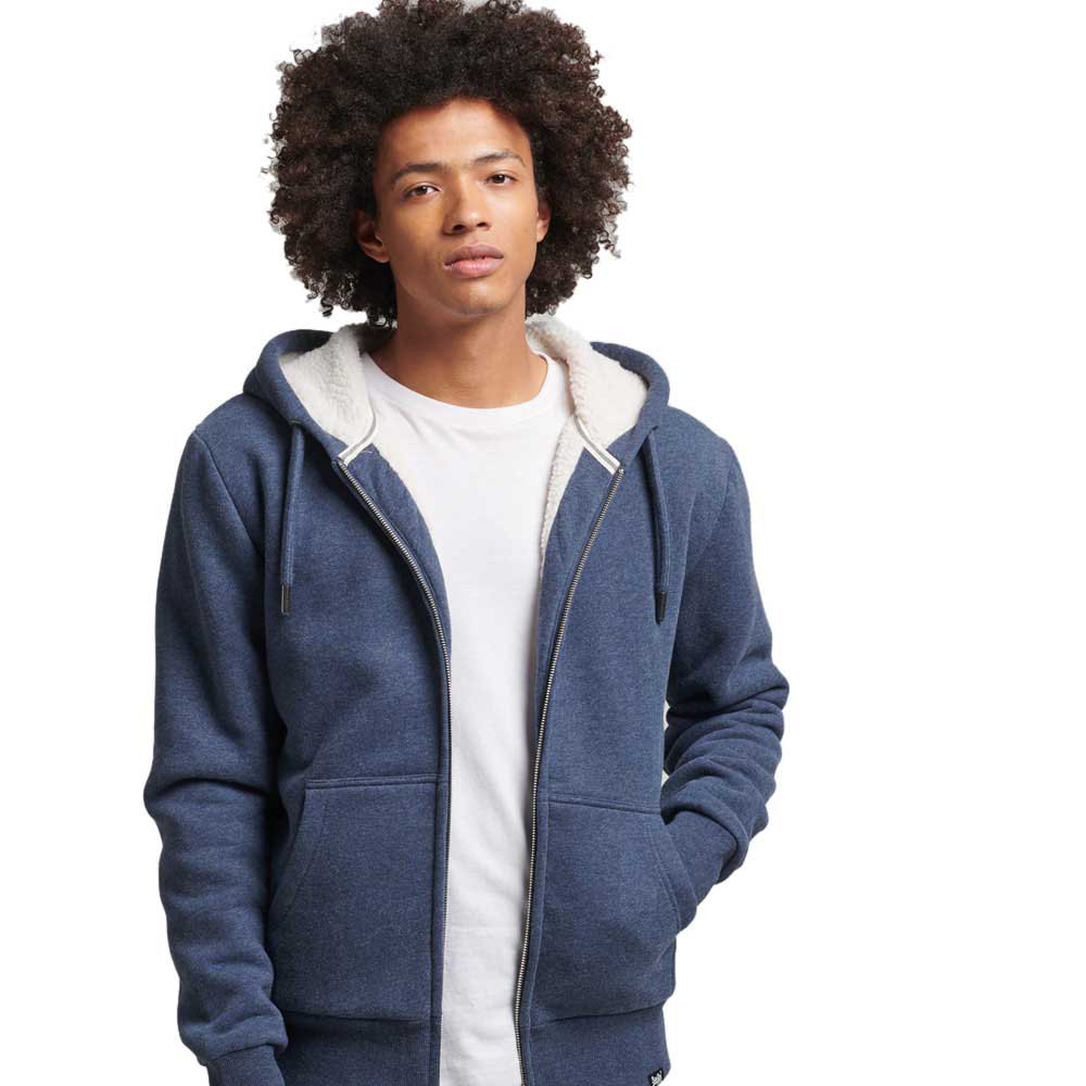 Толстовка Superdry Borg Lined Hood Full Zip, синий