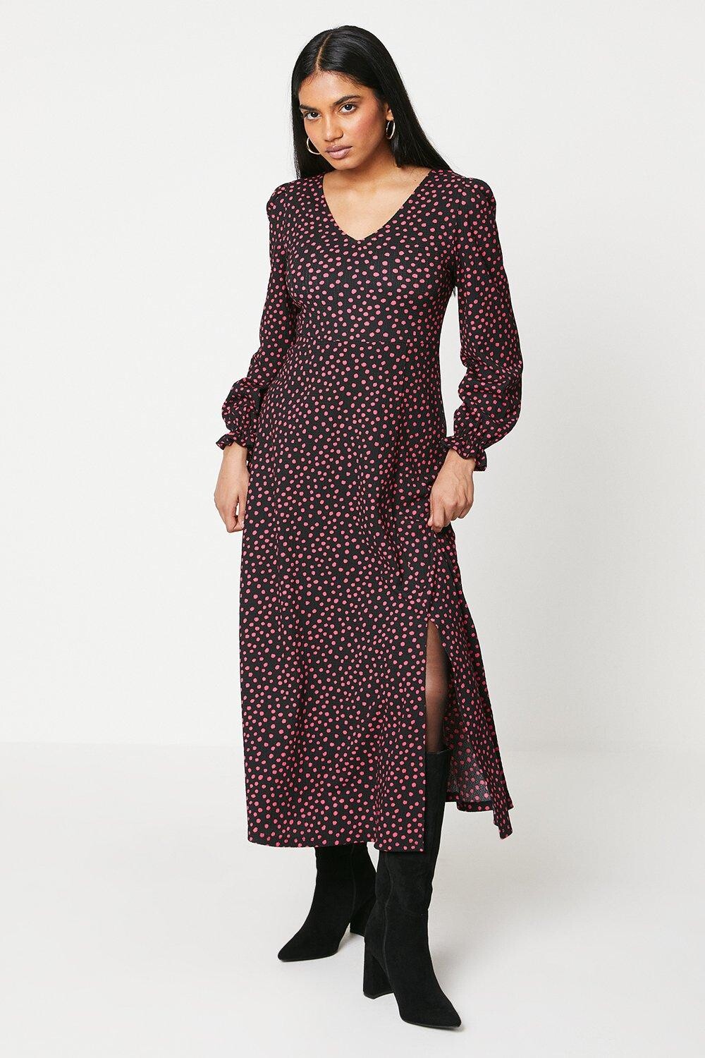 

Платье миди Petite с V-образным вырезом Dorothy Perkins, черный
