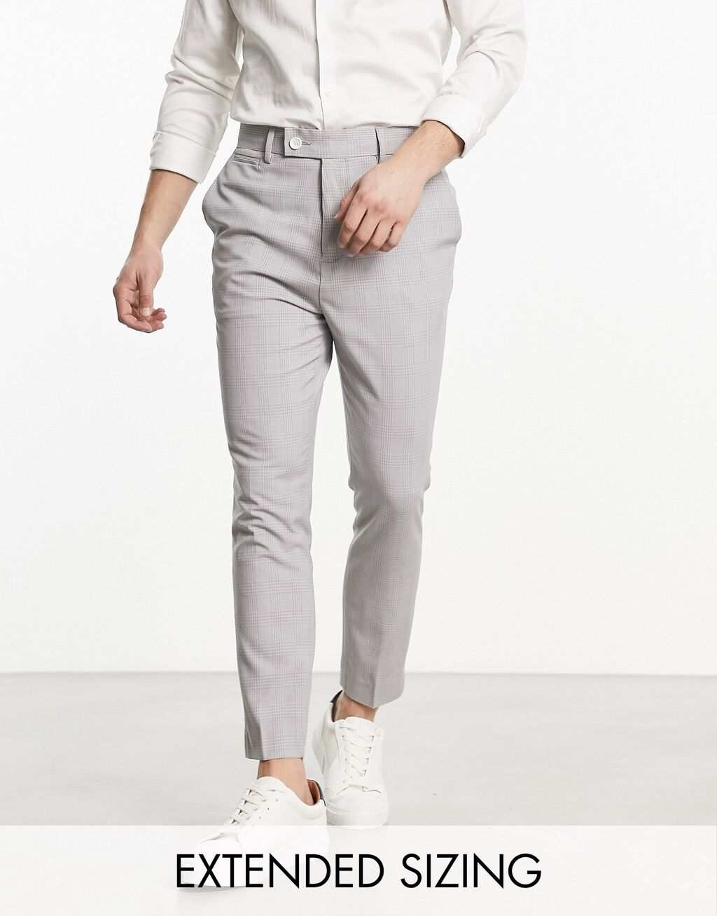

Супероблегающие брюки в серую клетку в клетку ASOS DESIGN