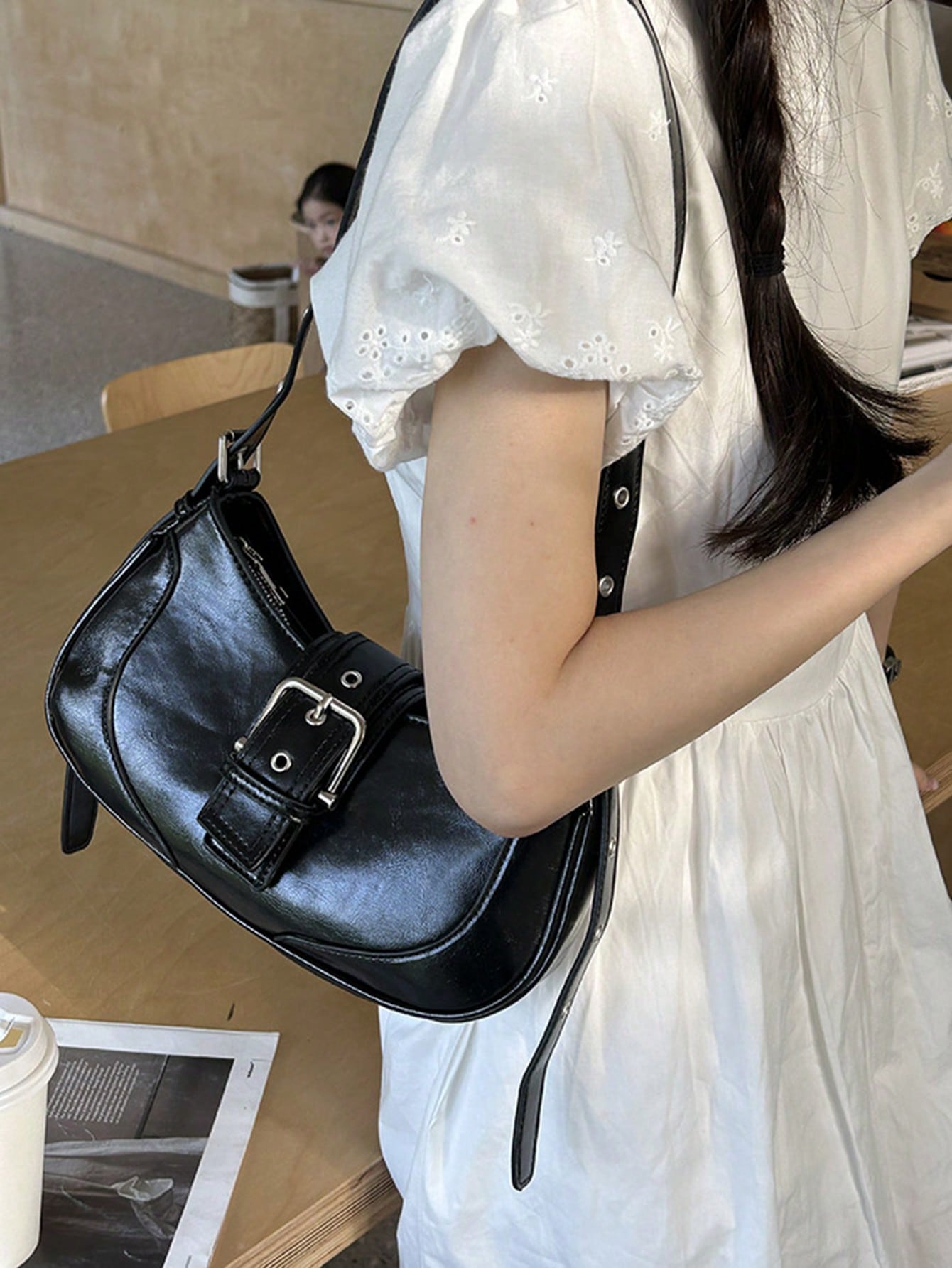 цена Модная женская сумка для мотоциклистов в стиле Y2K универсальная маленькая сумка в стиле ретро, черный