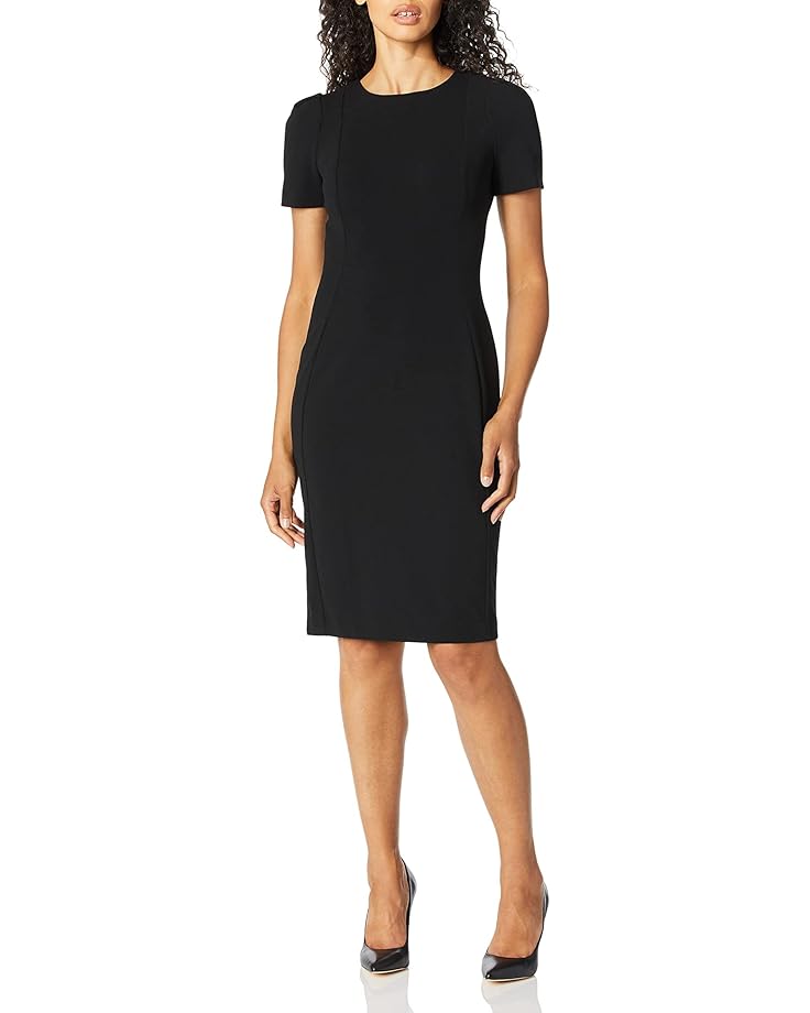 Платье Calvin Klein Short Sleeved Seamed Sheath, черный