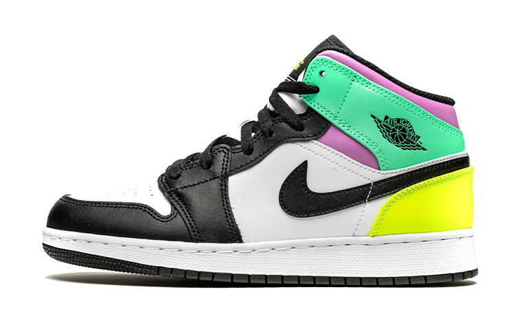 

Air Jordan 1 Mid (GS) Черный/Фиолетовый/Зеленый
