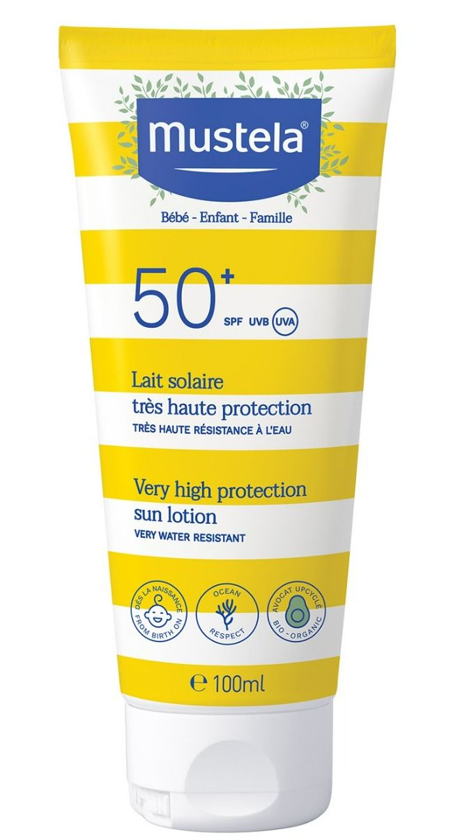 цена Mustela Sun SPF50+ защитное молочко для детей, 100 ml