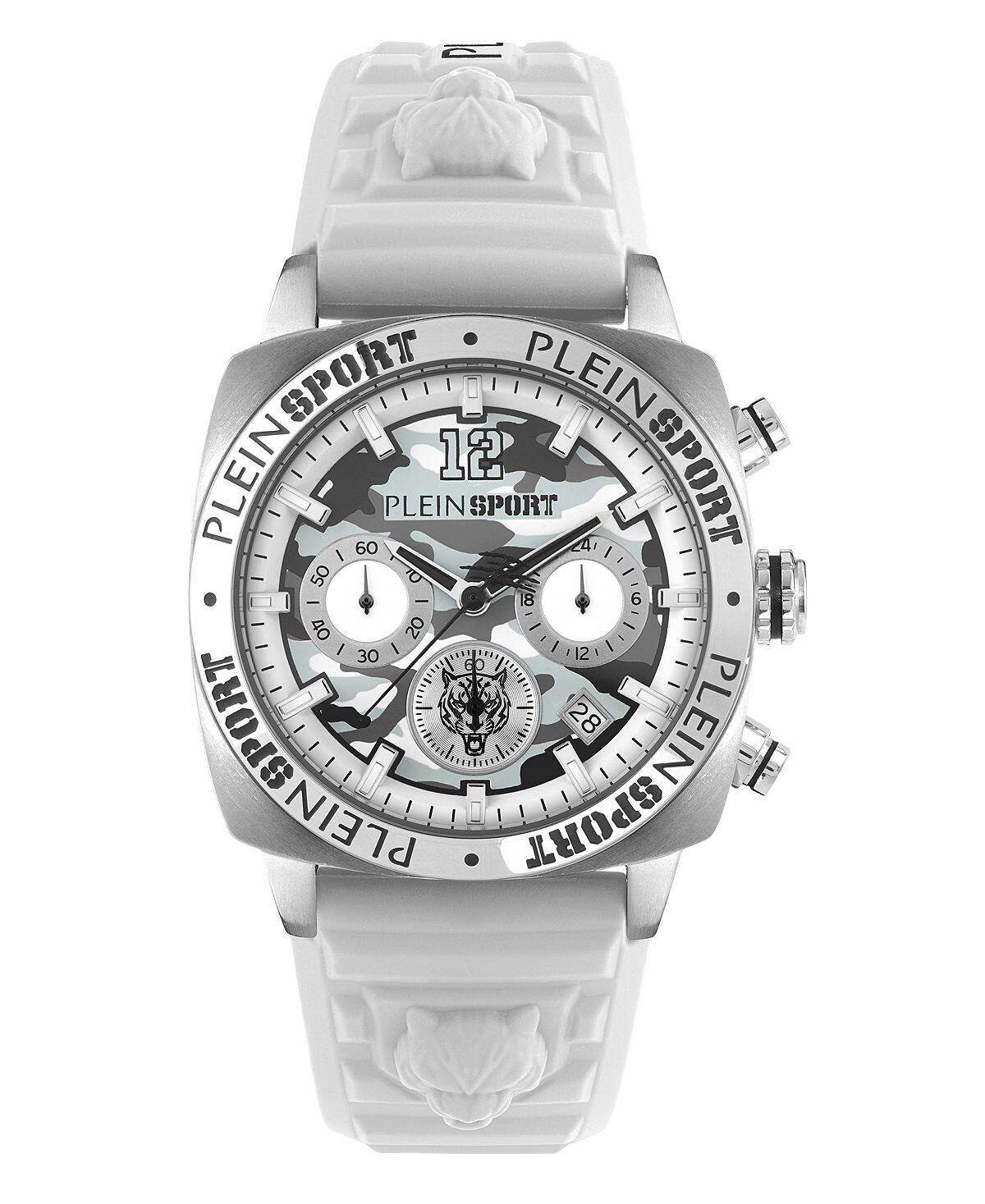 

Мужские часы Wildcat с белым силиконовым ремешком, 40 мм Plein Sport