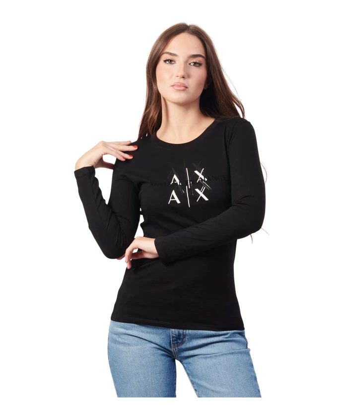 

Футболка с круглым вырезом и длинными рукавами Armani Exchange, черный
