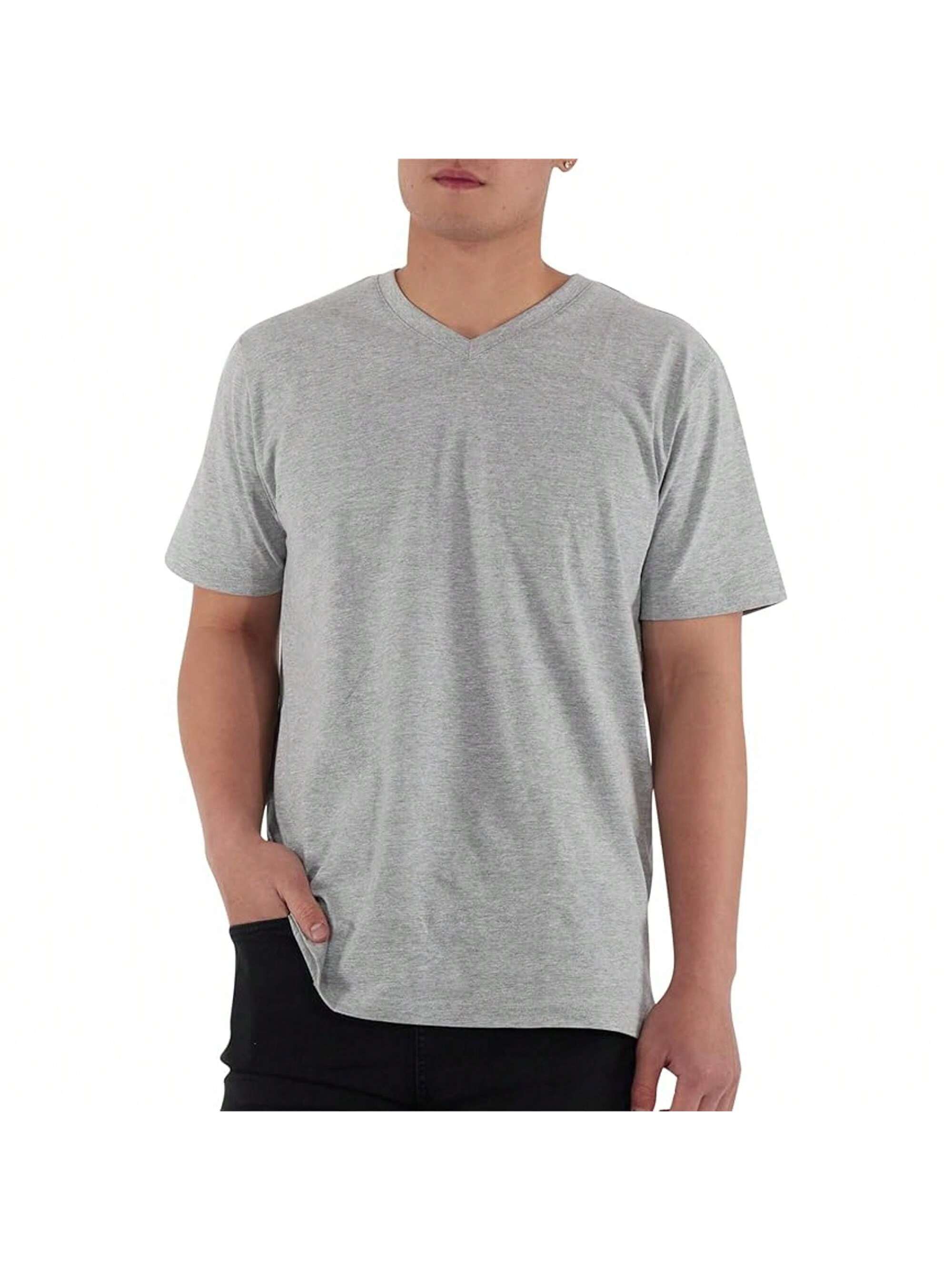Мужская хлопковая футболка премиум-класса с v-образным вырезом Rich Cotton BLK-M, серый