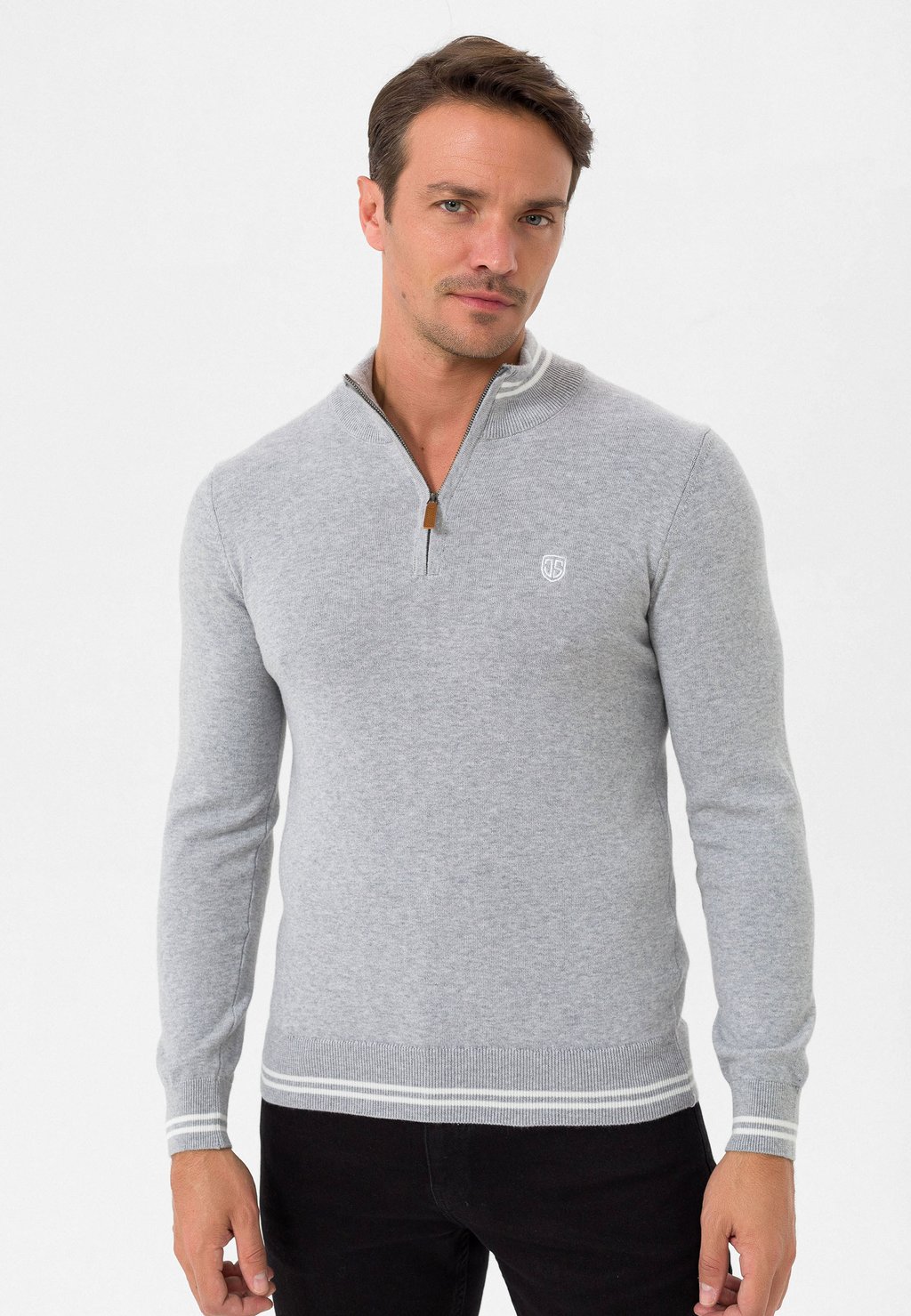 

Свитер Arm Patch Half-Zip Felix Hardy, цвет grey