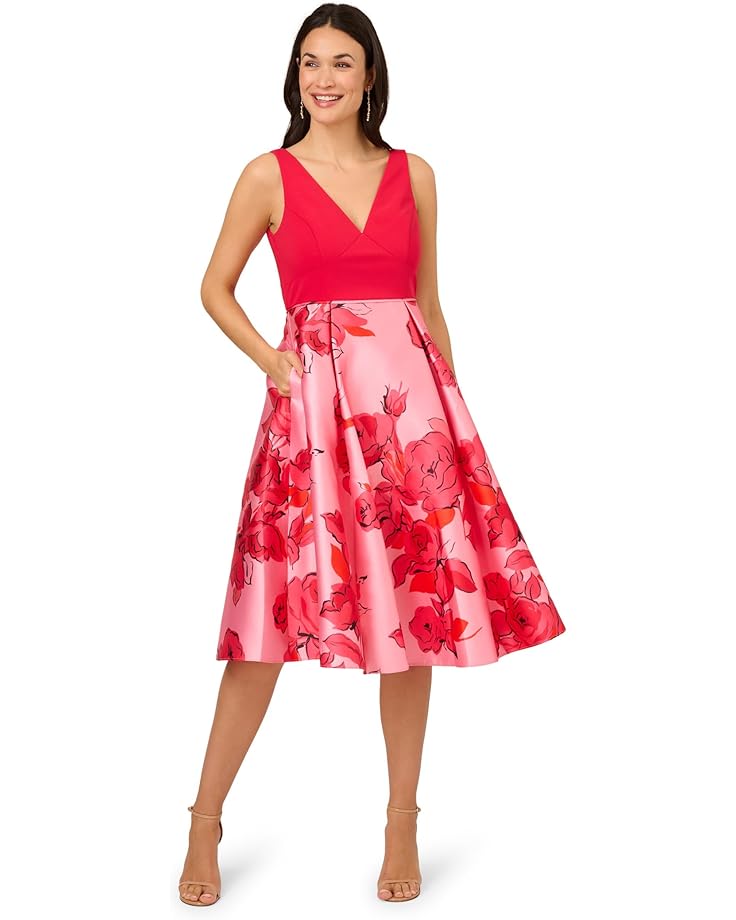 Платье Adrianna Papell Printed Midi, цвет Pink/Red Multi платье allsaints aida color block dress цвет red pink multi