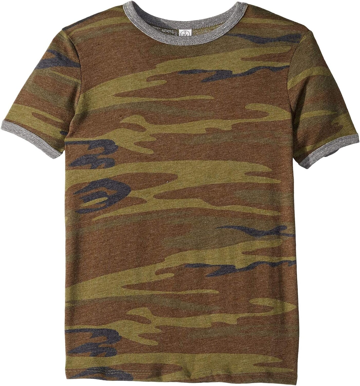 

Футболка Alternative Kids Eco-Jersey Printed Ringer T-Shirt, цвет Camouflage Green/Eco Grey