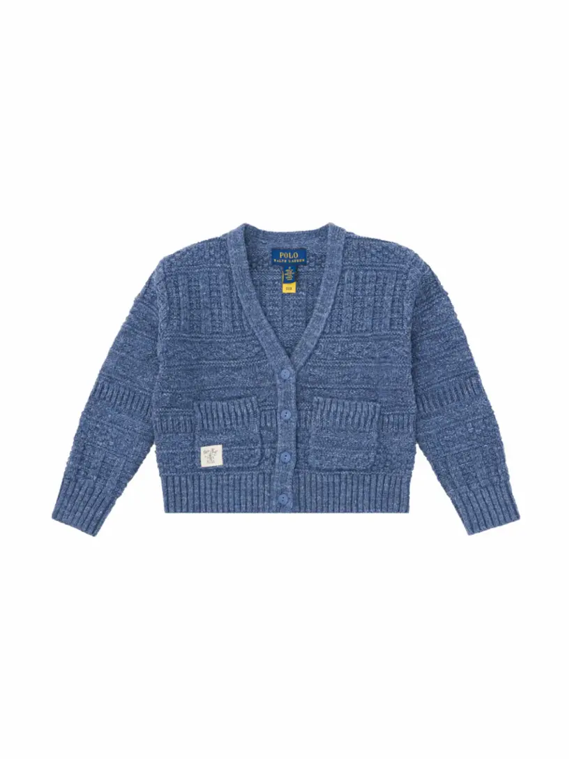 Вязаный кардиган с логотипом Ralph Lauren, тёмно-синий