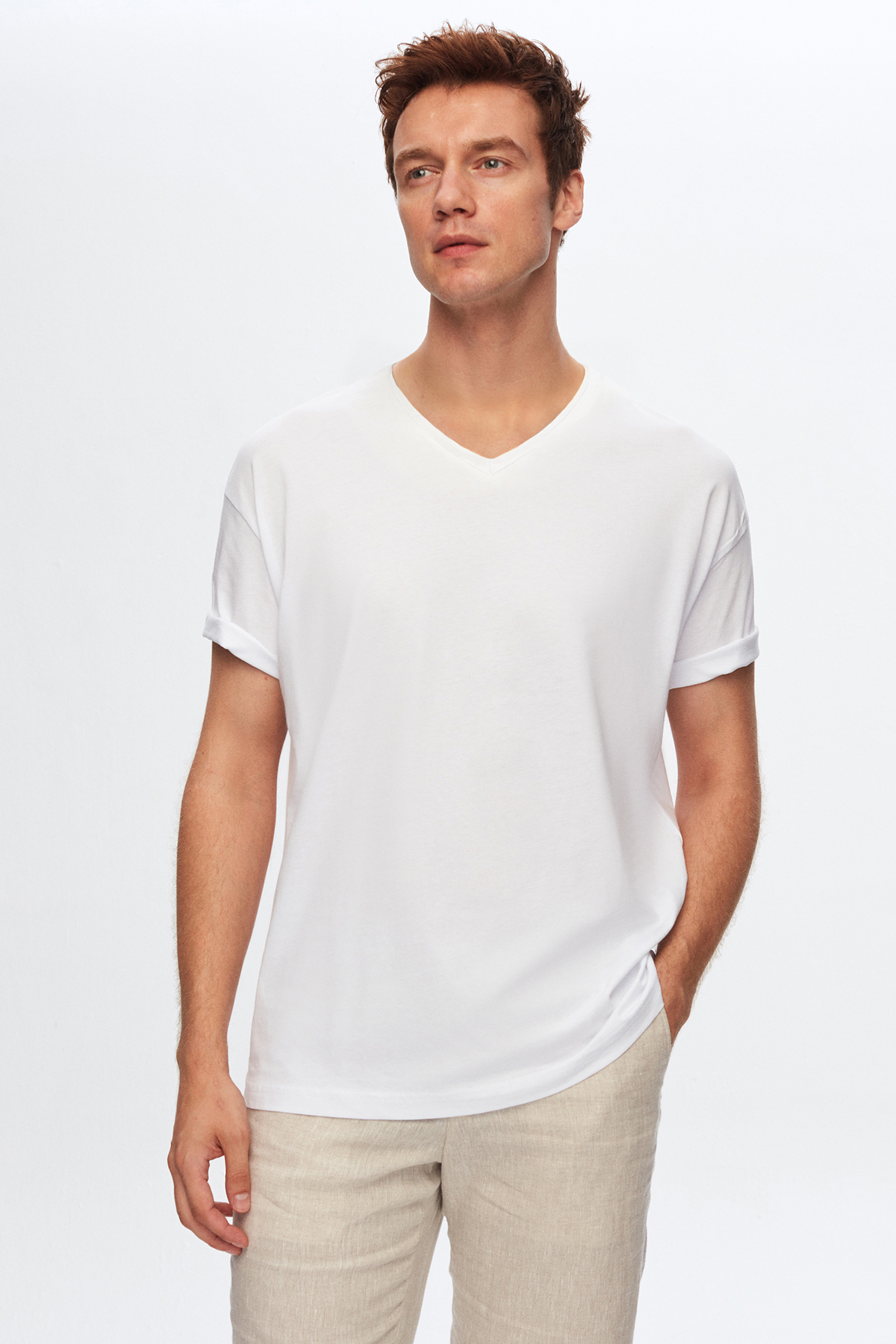 Облегающая белая футболка из 100 % хлопка D'S Damat, белый