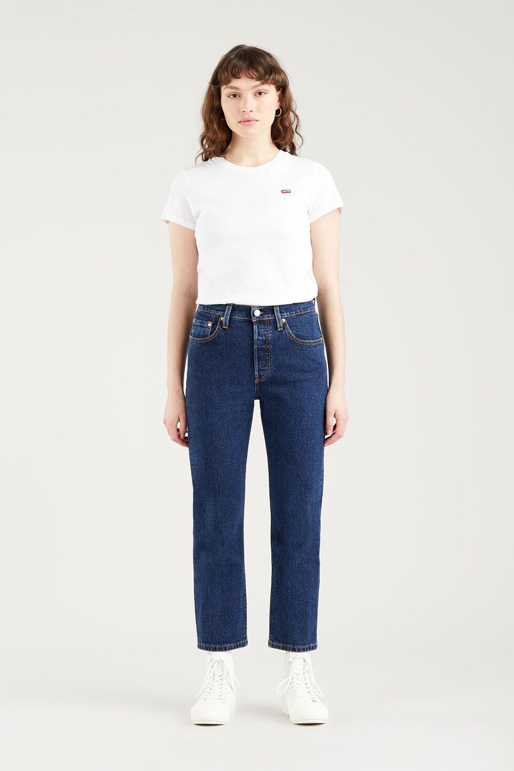 

501 синие укороченные джинсы Levi's, синий