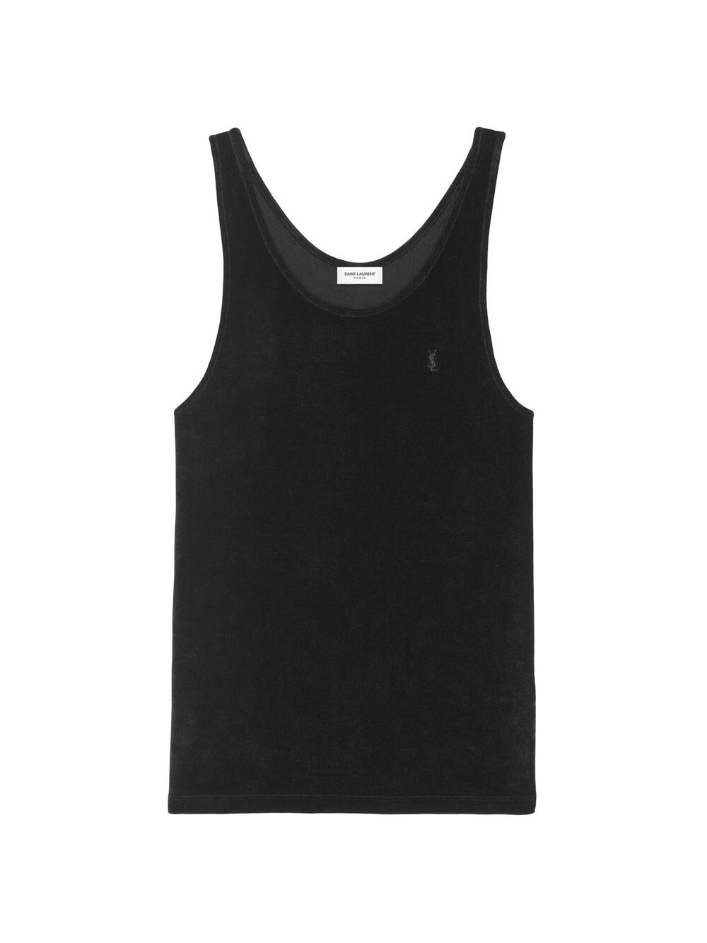 

Майка с монограммой в бархате Saint Laurent, нуарный