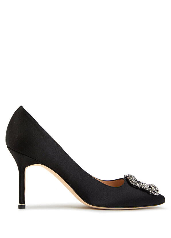 

Какие туфли на шпильке с пряжкой из черного камня Manolo Blahnik, Черный