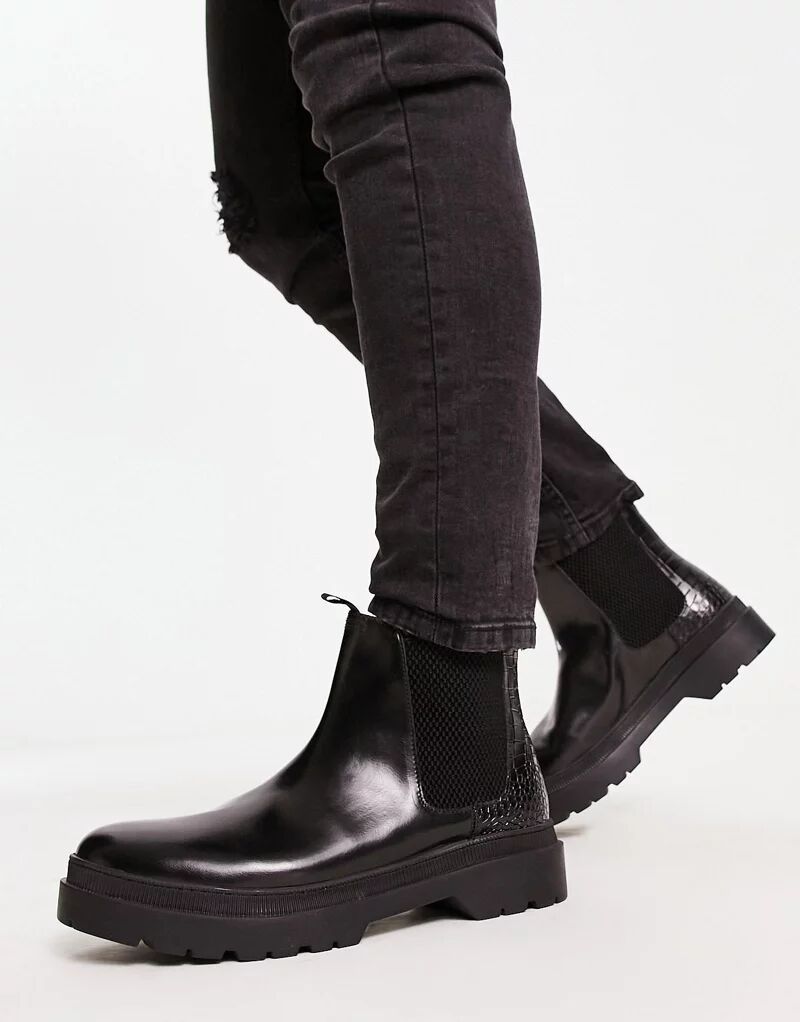 Эксклюзивные черные ботинки челси H by Hudson Aden бордовые ботинки на шнуровке h by hudson exclusive amos