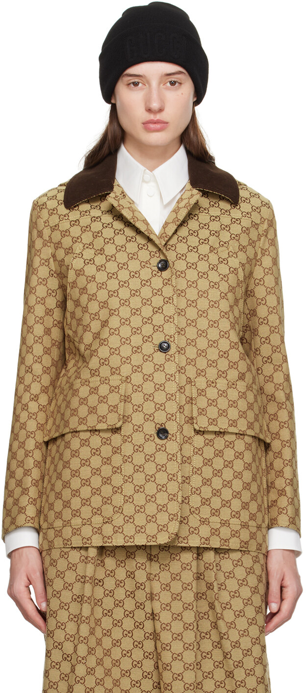 

Бежево-коричневая куртка с узором GG Gucci