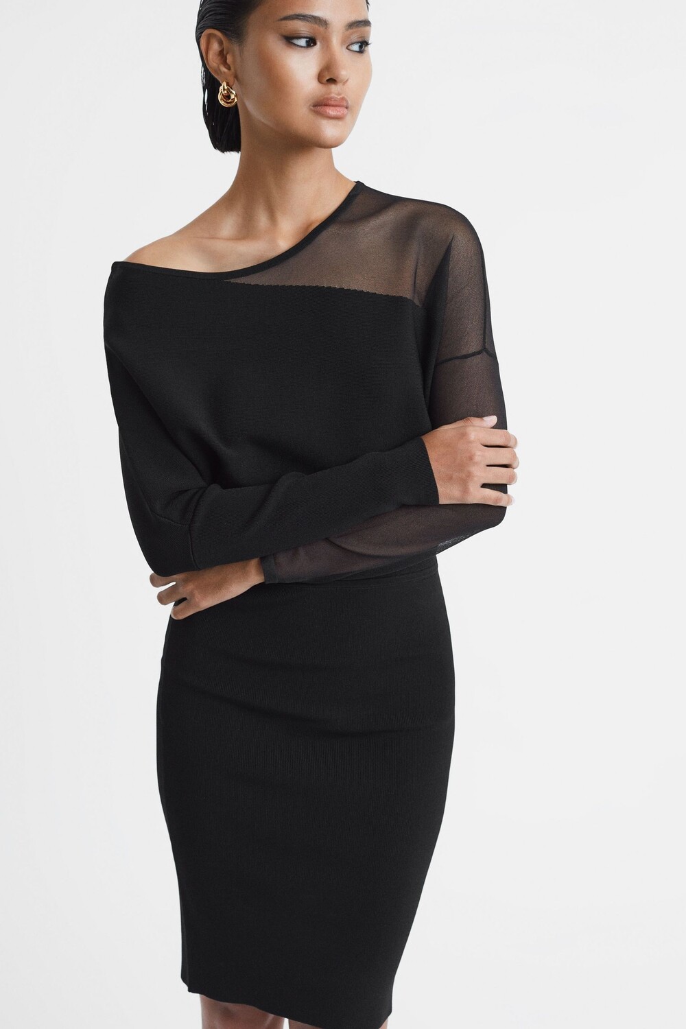 

Deanna трикотажное облегающее кроя миди Reiss, черный