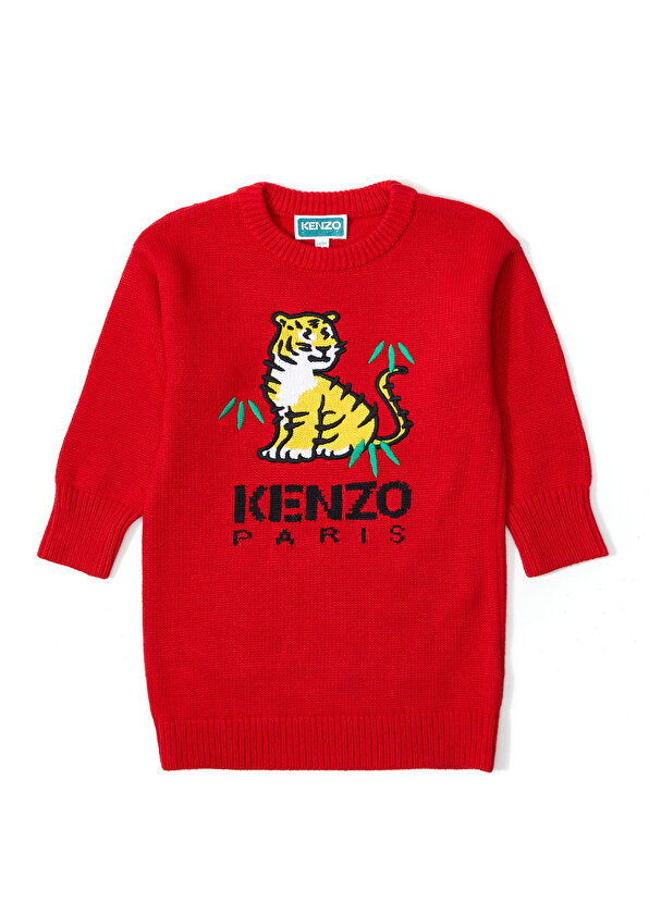 

Жаккардовое платье с красным логотипом для девочек Kenzo