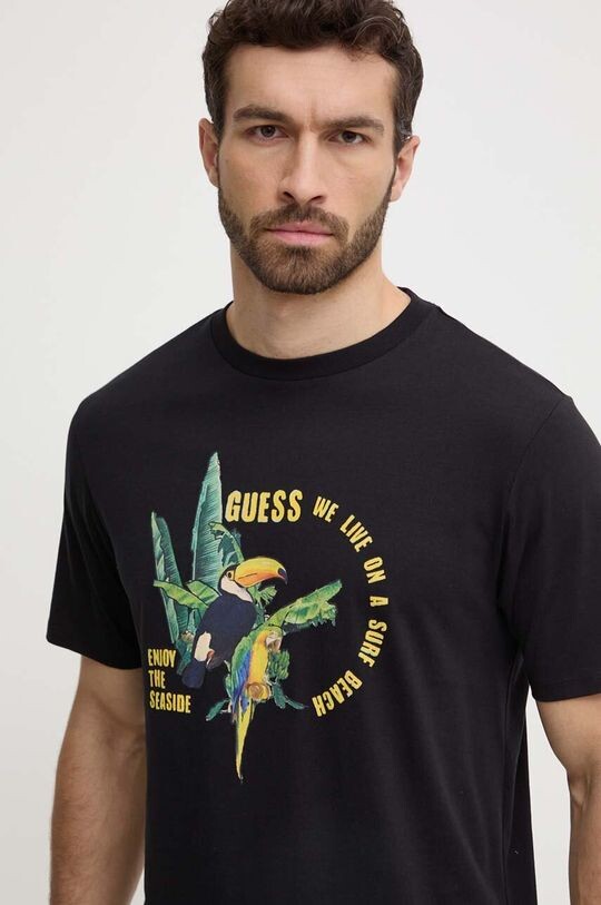 

Хлопковая футболка Guess, черный