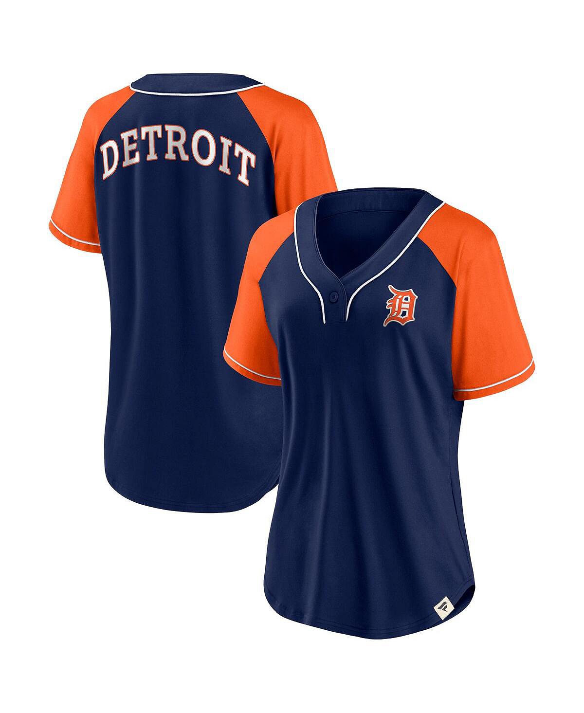 

Женская темно-синяя футболка с v-образным вырезом реглан и логотипом Detroit Tigers Bunt Fanatics, темно-синий