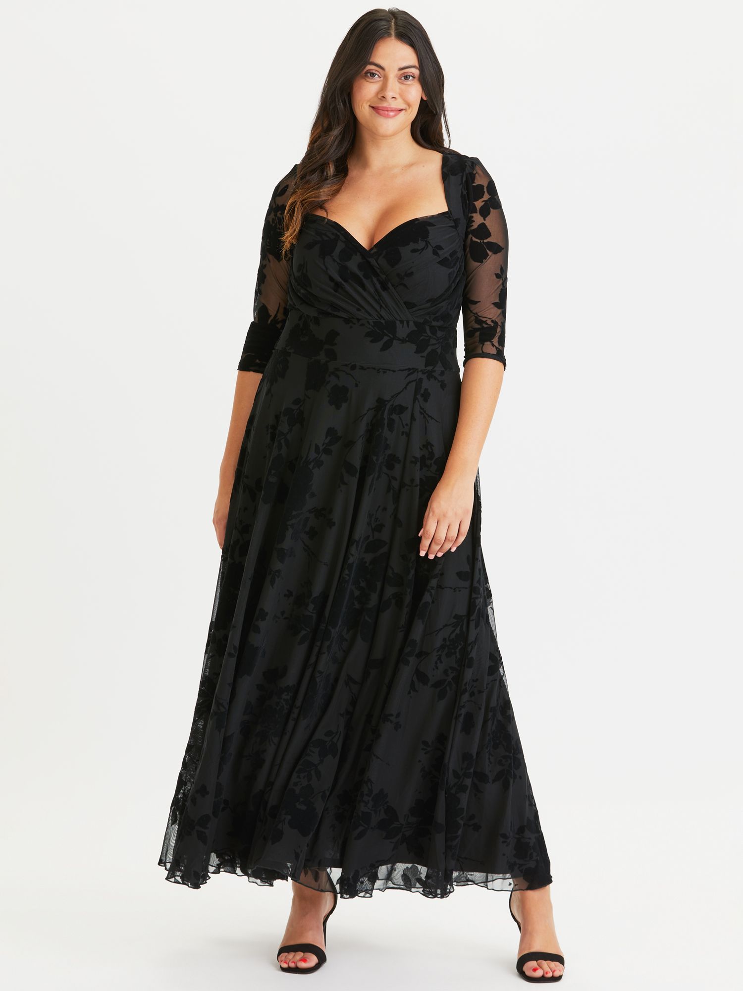 Бархатное платье с цветочным принтом Scarlett & Jo, черный цветочный