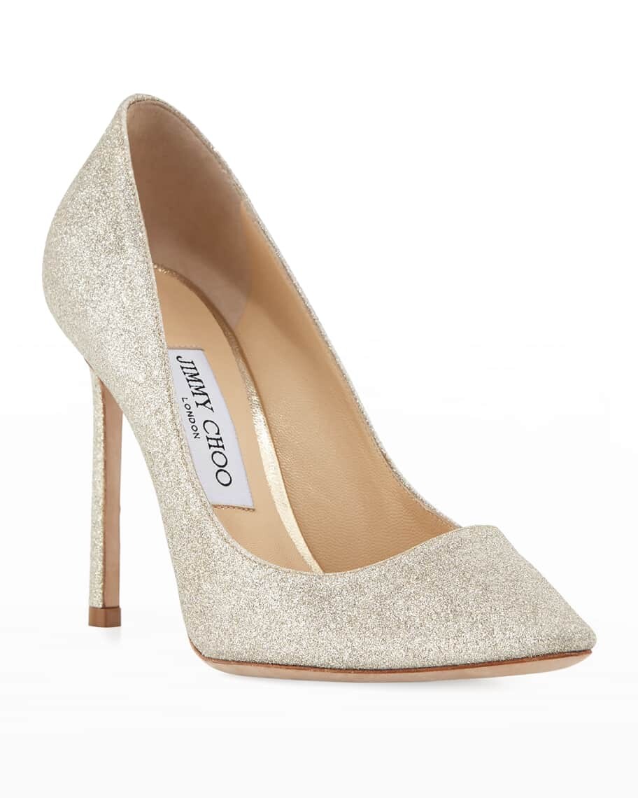 

Туфли-лодочки Romy Glittered на высоком каблуке 100 мм, серебро Jimmy Choo