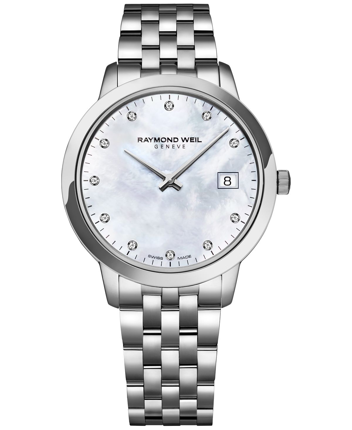 Женские швейцарские часы Toccata Diamond Accent из нержавеющей стали с браслетом 34 мм Raymond Weil, белый женские швейцарские часы ds action diamond accent из нержавеющей стали с браслетом 34 мм certina белый