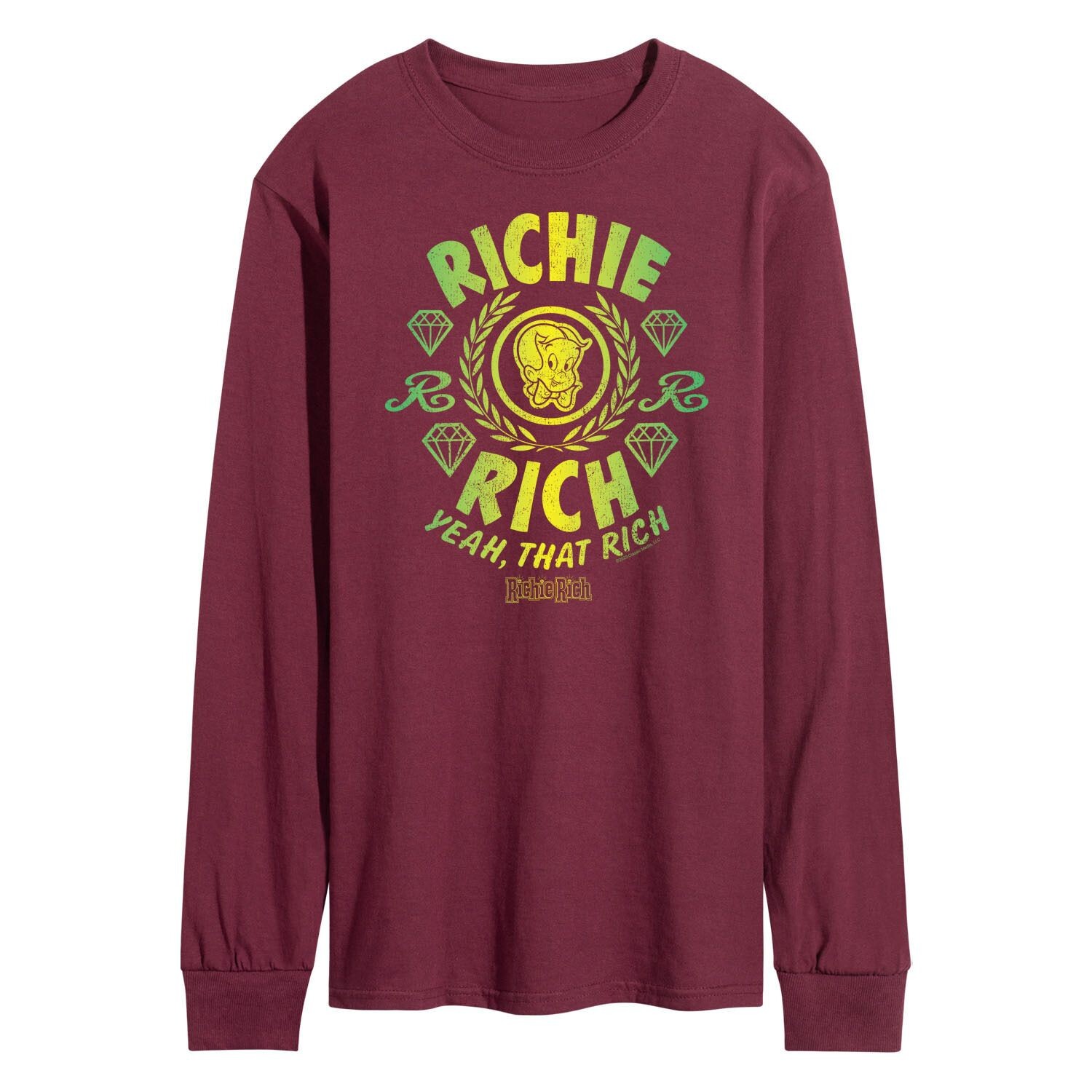 

Мужская футболка с длинными рукавами и рисунком Richie Rich Yeah That Rich, Red Licensed Character, красный
