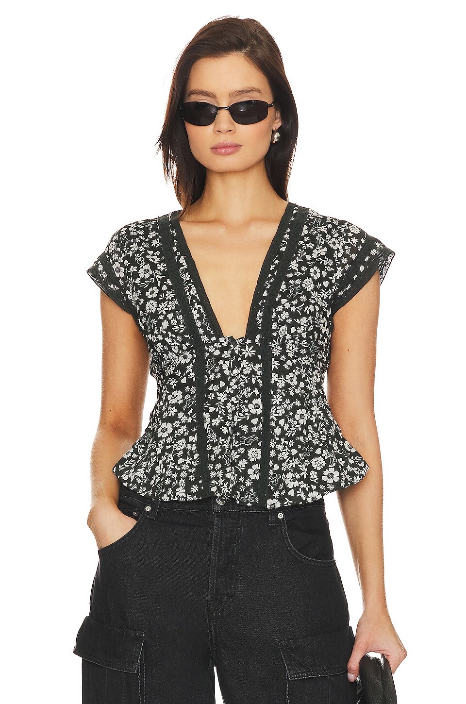 

Топ Free People Landy, цвет Black Combo