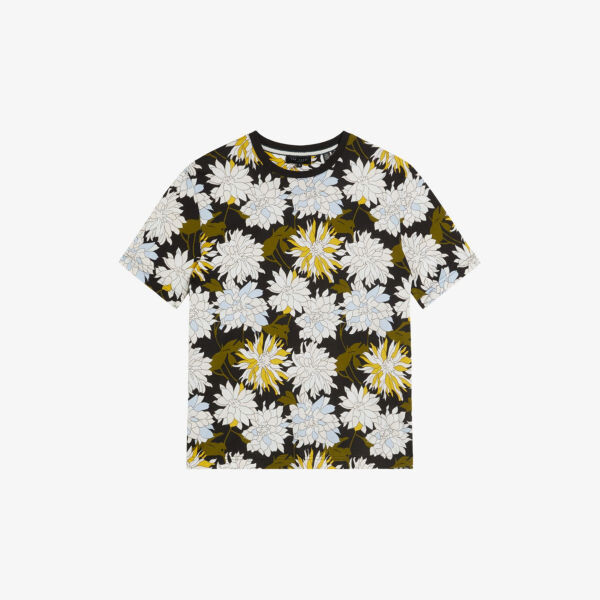 

Хлопковая футболка с короткими рукавами и цветочным принтом Ted Baker, мультиколор