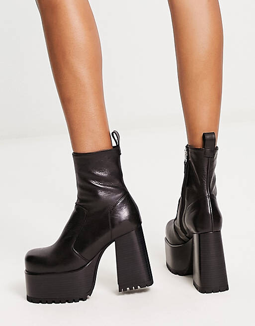 

Черные кожаные ботинки на платформе ASOS DESIGN Erika, Черный