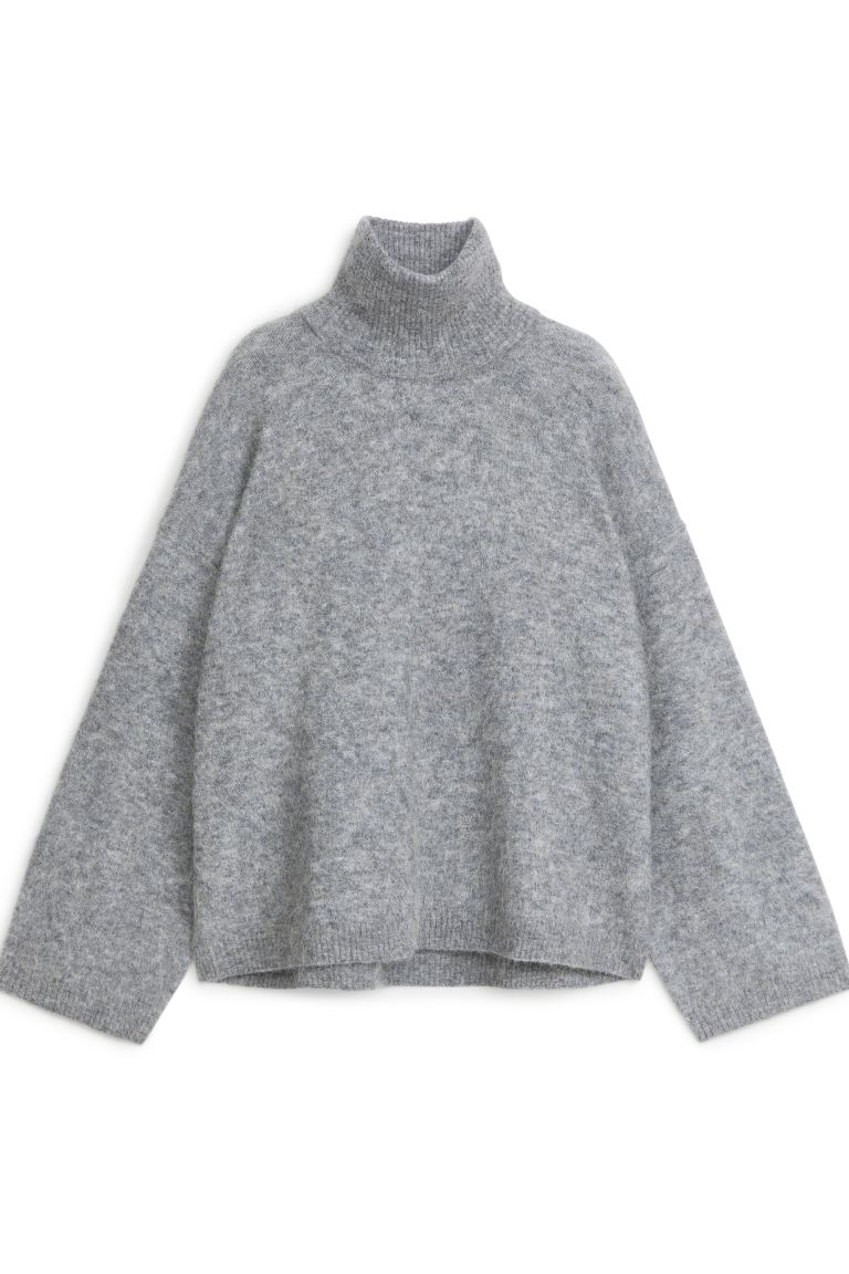 Свитер-Водолазка из шерсти и шерсти альпаки Arket, серый свитер lika dress длинный рукав свободный силуэт удлиненный вязаный размер 46 розовый