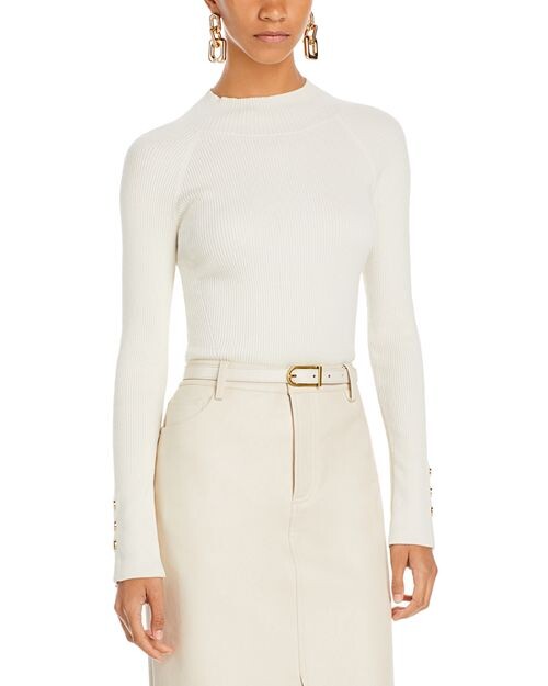 

Топ Kassandra в рубчик с воротником под горло Derek Lam 10 Crosby, цвет Ivory/Cream
