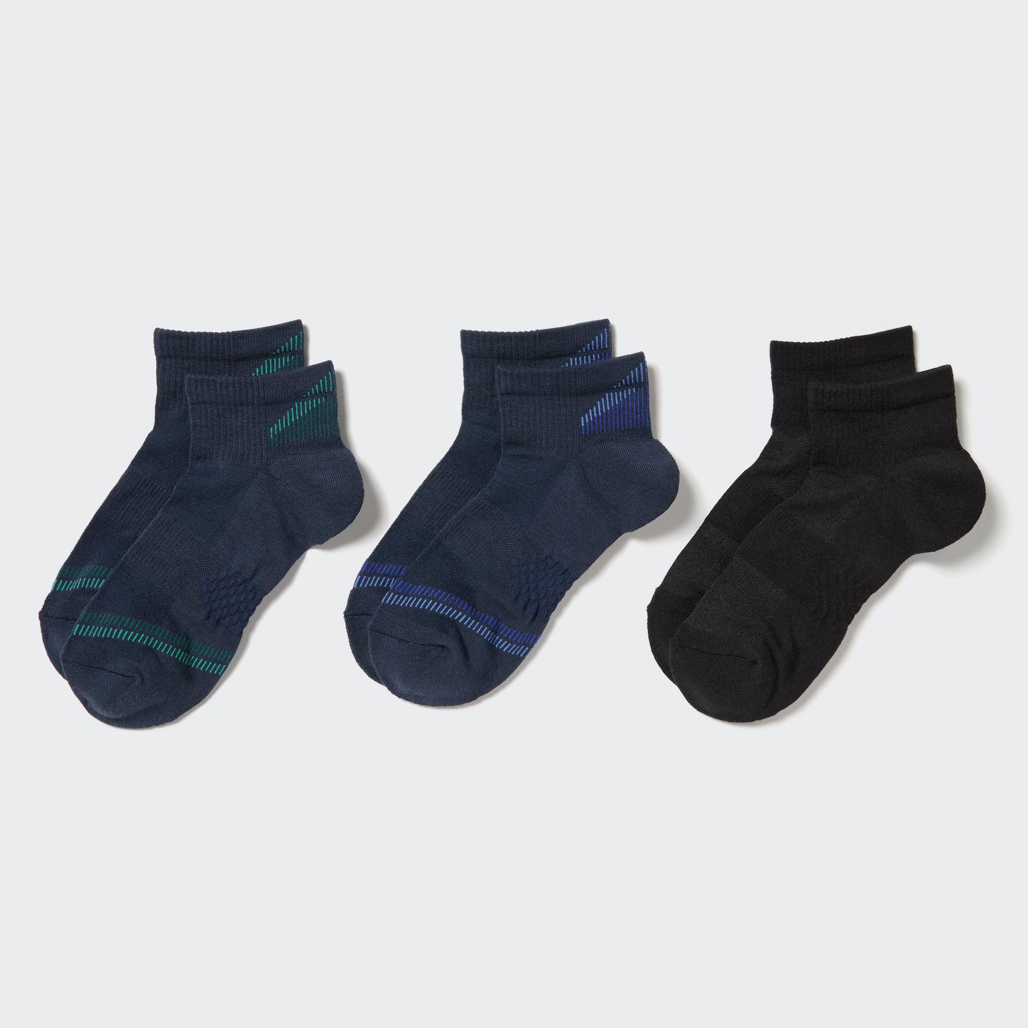 Носки короткие (спортивные, ворсовые, 3 пары) UNIQLO, темно-синий