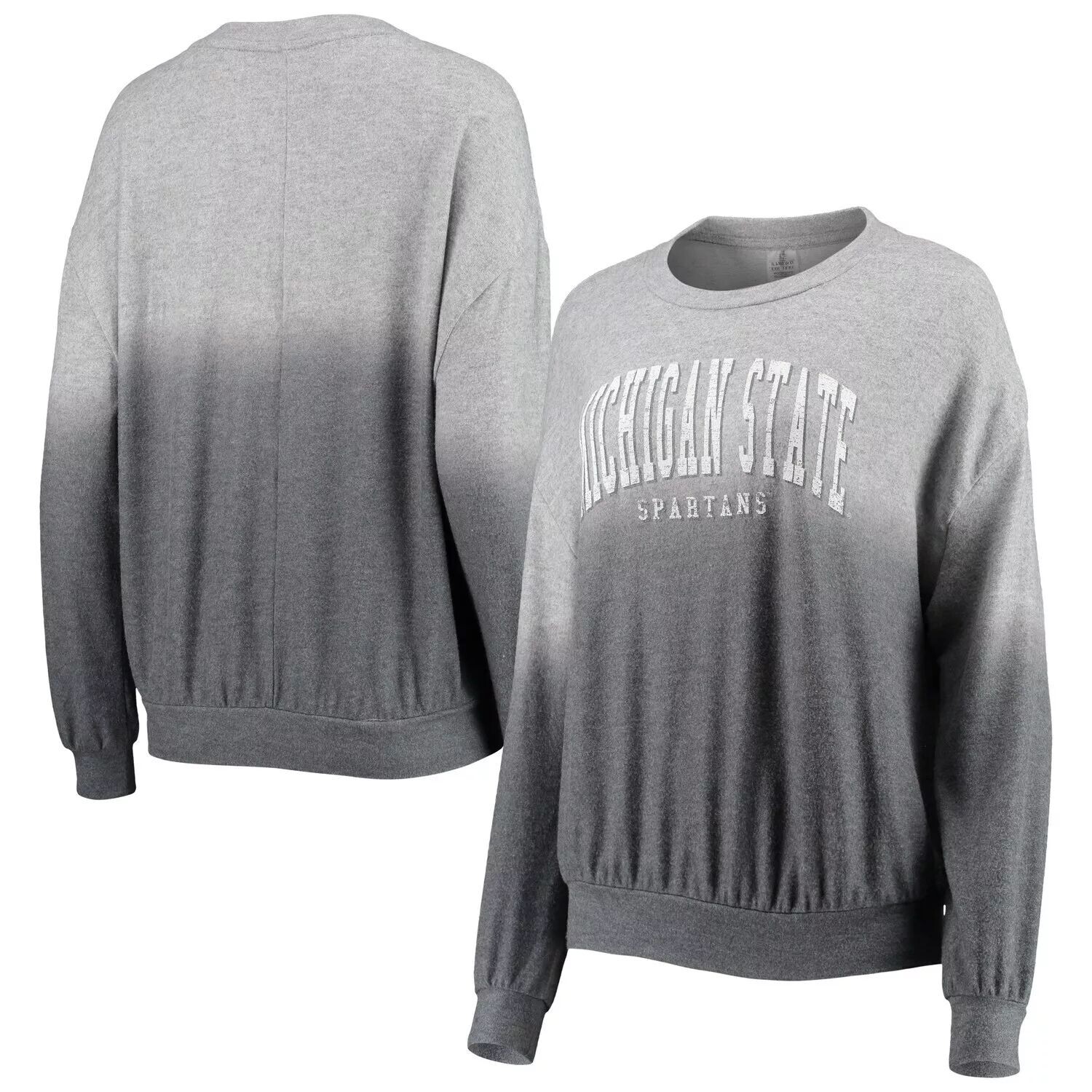 

Женский пуловер Gameday Couture темно-серого цвета Michigan State Spartans с медленным выцветанием Hacci и омбре, толстовка