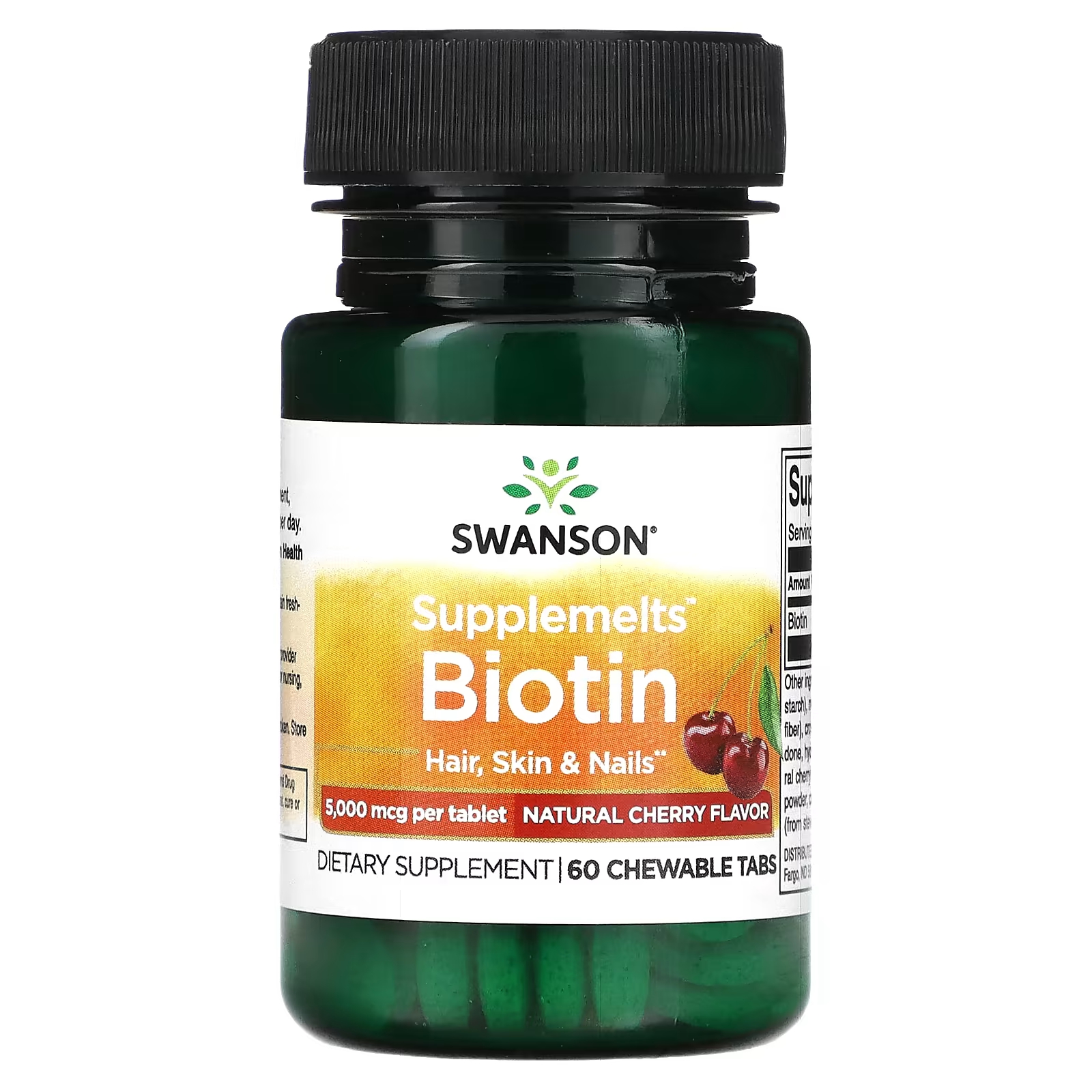 Биотин Swanson Supplemelts натуральная вишня, 60 жевательных таблеток vitamatic веганский пирог с вишней и семенами сельдерея натуральная вишня 1200 мг 60 жевательных таблеток
