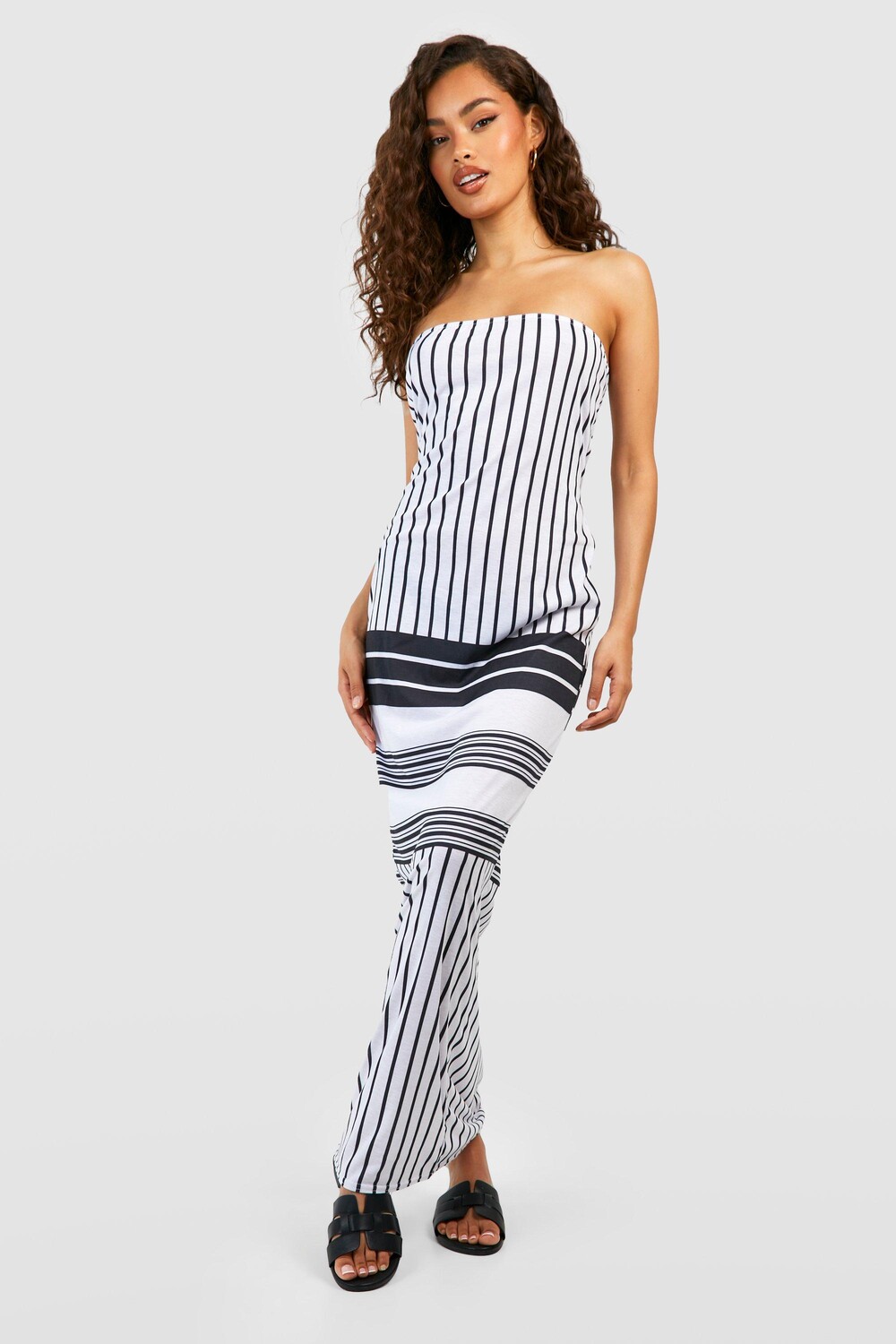 

Платье макси в полоску Boohoo, белый