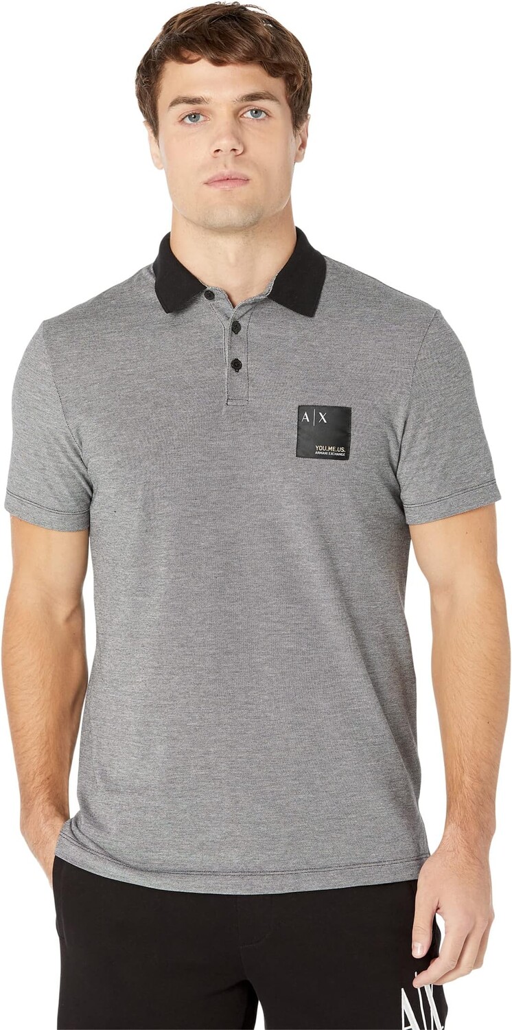 

Рубашка-поло Contrast Collar Patch Polo Armani Exchange, черный