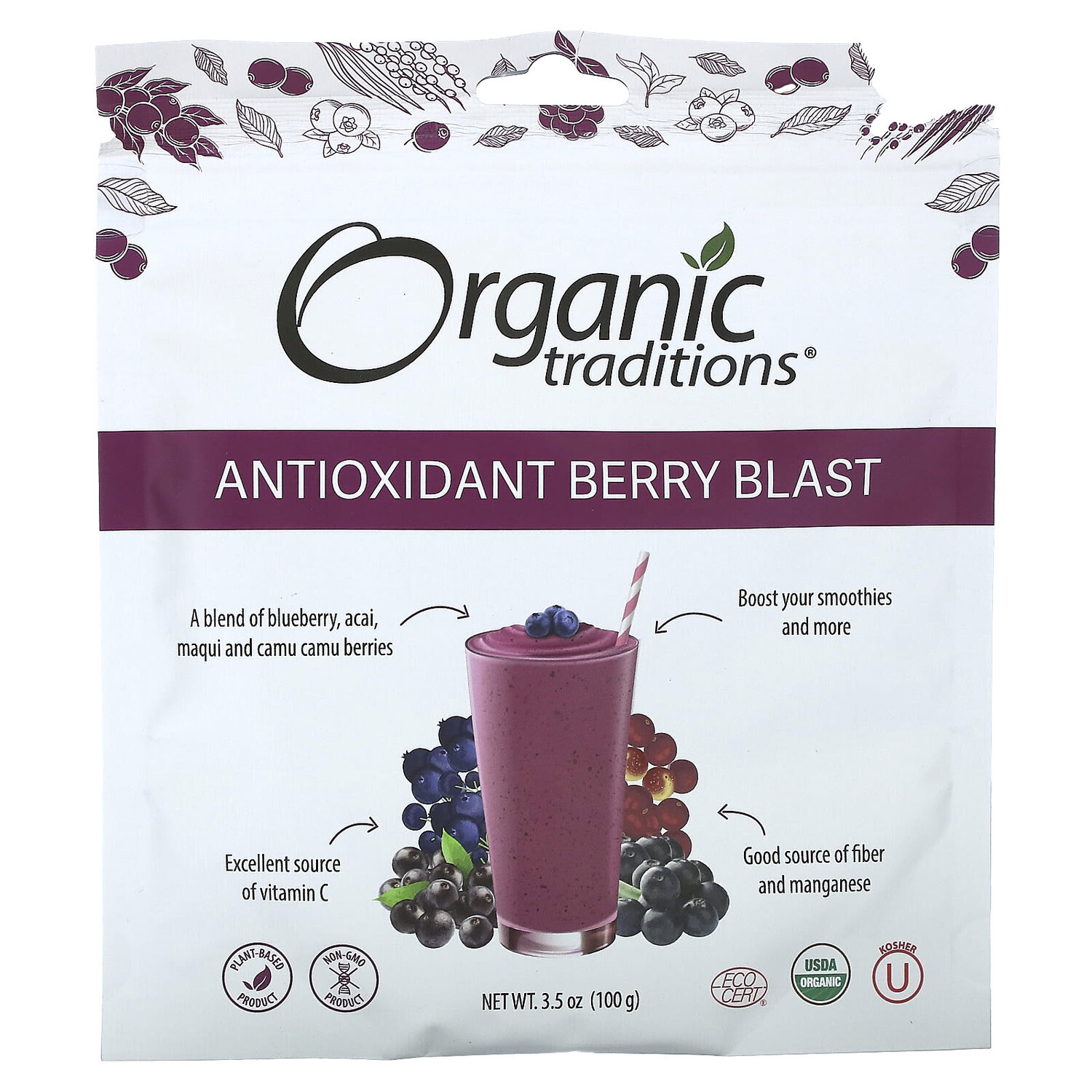 

Ягодный антиоксидант, 100 г (3,5 унции), Organic Traditions