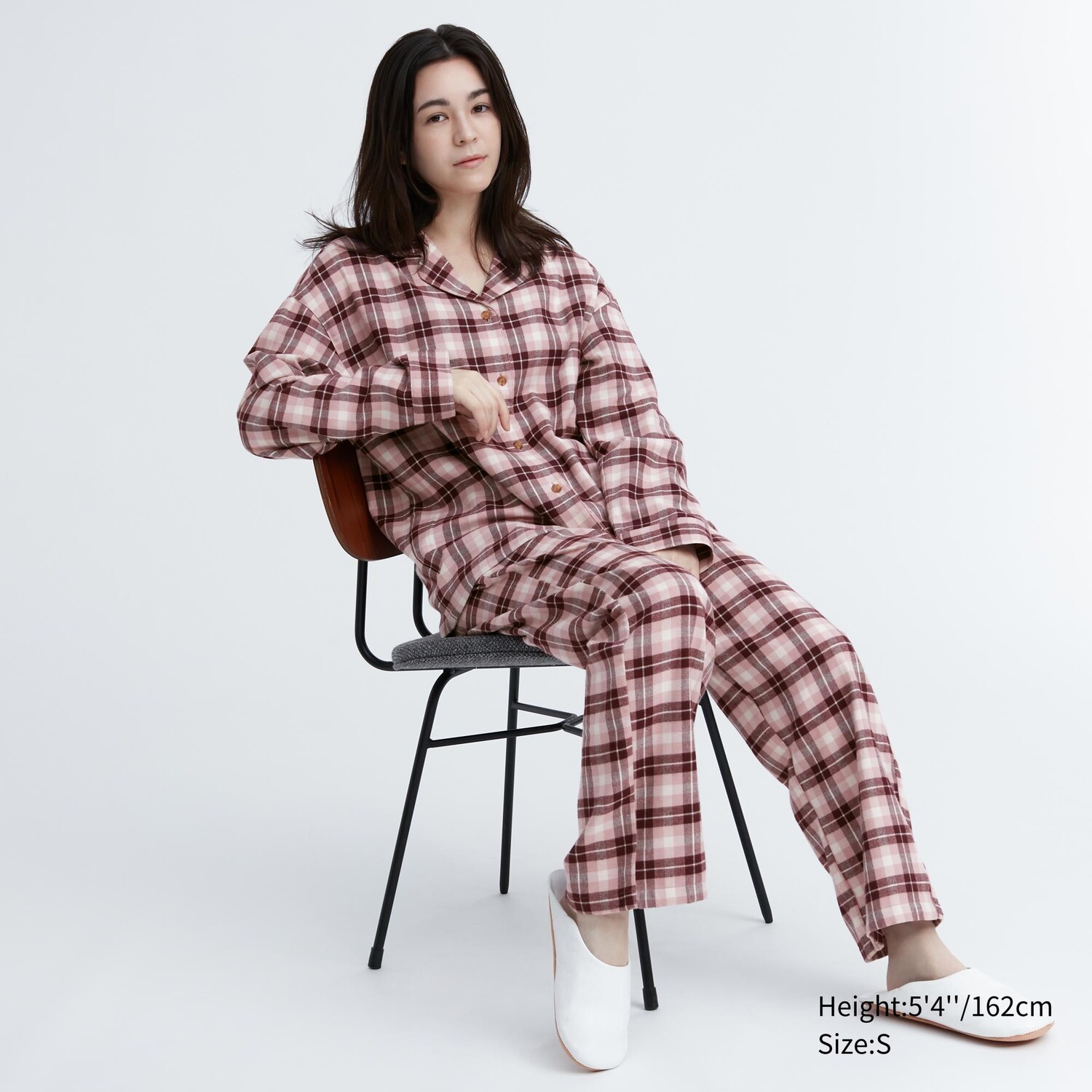 

Фланелевая пижама с длинными рукавами Uniqlo, розовый