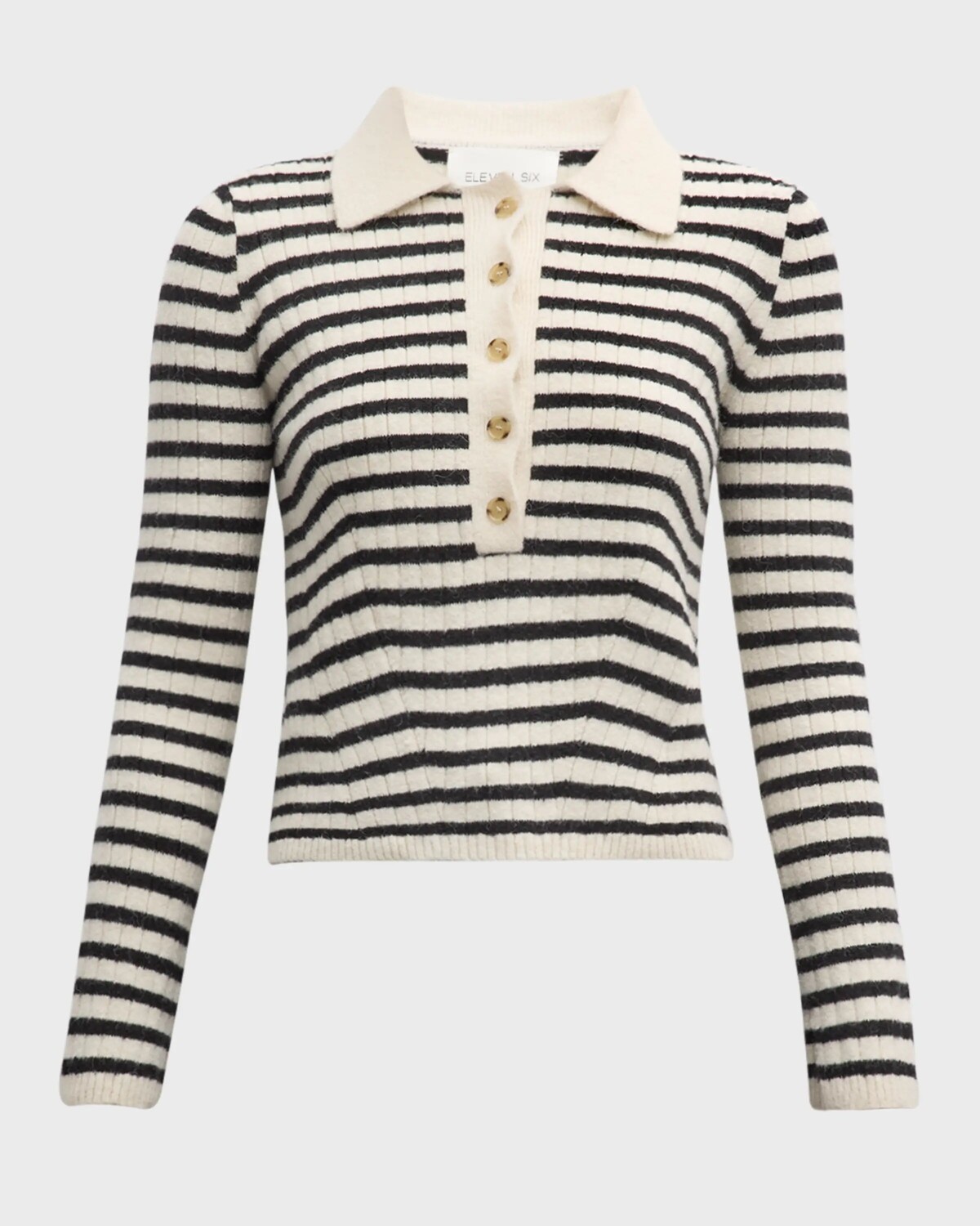 

Вязаный свитер в рубчик в полоску Elliot Eleven Six, цвет Ivory Black Stripe