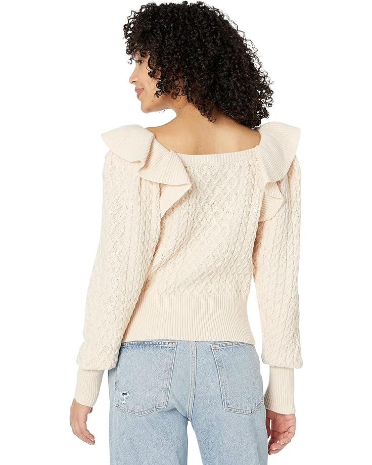 Свитер BCBGMAXAZRIA Ruffle Shoulder Sweater, цвет Champagne свитер bcbgmaxazria pleated sweater top цвет gardenia