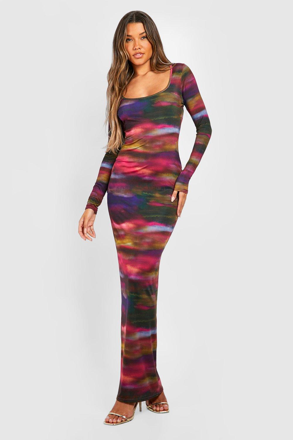 Абстрактное облегающее платье макси Boohoo, разноцветный платье deniza абстрактное 44 размер новое