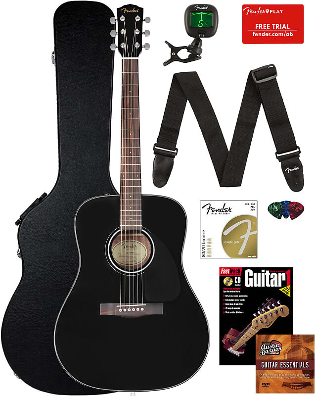 

Акустическая гитара Fender CD-60 Dreadnought Acoustic Guitar - Black w/ Hard Case